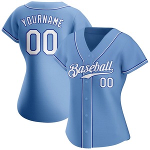 Camiseta de Béisbol Auténtica OMMiZ para Hombre, Antibacteriana, de Primera Calidad, Personalizada, Azul Claro, Blanco-Rey - Product Image 2