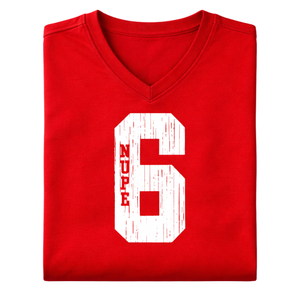 T-shirt col en V Kappa Alpha Psi numéro 6 rouge, vêtement de fraternité grecque avec motif audacieux, confort premium et coupe élégante - Product Image 6