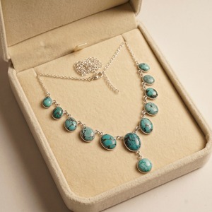 Natural Turquoise Necklace 925 Sterling Silver Multi Stone Statement Necklace Handmade Southwestern Bold Jewelry <b>Gift</b> For Her - Product Image 4