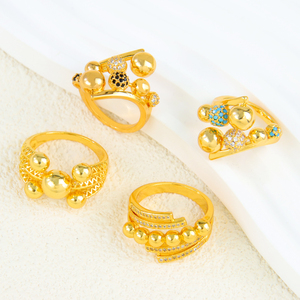 Bohemia Style Fashion <b>Gold</b> Plated <b>Ring</b> 21k <b>Gold</b> Color Zircon Dubai <b>Cocktail</b> <b>Rings</b> for Women Wedding Party Jewelry - Product Image 4