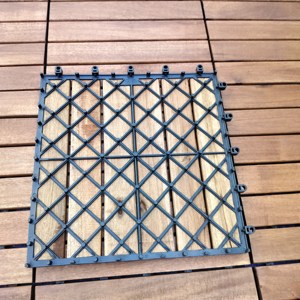 กระเบื้องไม้อะคาเซียหนา12มม. กันน้ำแบบยุโรปขนาด300*300มม. DIY คลิกสี่เหลี่ยมในร่มกลางแจ้งบ้านสวนตกแต่งสำหรับระเบียง - Product Image 3