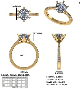 แหวนเพชรทรงกลมหกแฉก เพชรเลี้ยงในห้องปฏิบัติการ ประดับเพชรแบบ Pave Band ทองคำ แหวนหมั้นสำหรับผู้หญิง ของขวัญแต่งงาน - Product Image 5