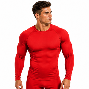 Fashion <b>Men</b> Rash Guard Solid Colour <b>Compression</b> Top High Quality Long Sleeve Gym <b>Shirt</b> Casual Fitness Wear Base Layer Quick Dry - Product Image 6