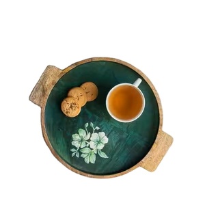 Bandeja para servir desayuno de madera Natural de tamaño personalizado ecológica hecha a mano con diseño impreso esmaltado para uso doméstico - Product Image 1