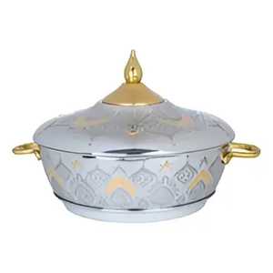 Casserole de service de luxe bimétallique avec couvercle conique doré martelé, base en acier inoxydable, boîte à roti indienne, plat à chapatis, marmite à aliments chauds - Product Image 2