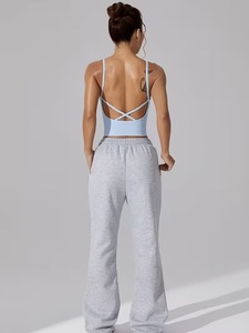 High-Elasticity Longline White Sports <b>Bra</b> | <b>Thin</b> <b>Strap</b> Open-Back Fitness Camisole | Seamless Knit Padded Activewear Crop Top - Product Image 6