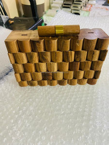 Bolso de Mano de Madera Real para Mujer, Ecológico, Pulido, Redondo, Hecho a Mano, para Regalo de Novia India, Hecho en India - Product Image 3