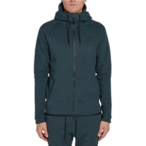 Two Piece Athletic Hooded Tracksuit Set Heavyweight Full Zip <b>Jacket</b> with Drawstring and Slim Fit Joggers for <b>Workout</b> and Lounge - Product Image 2