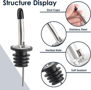 Factory Wholesale Reusable Stainless Steel <b>Wine</b> Liquor Pourer with Silicone Lid Free Flow Design Dishwasher Safe Bar Tools - Product Image 2