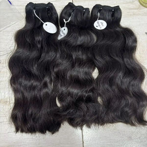 Extensiones de Cabello Humano Natural de Templo del Sur de la India al por Mayor, Doble Trama, Ondulado Ligero, 26 Pulgadas, Trama Recta - Product Image 1