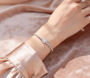 Orelia Luxe 925 Sterling Silver Moissanite Tennis Bracelet Brilliant Cut Claw <b>Set</b> Adjustable Chain <b>Bangle</b> Luxury Unisex for - Product Image 4