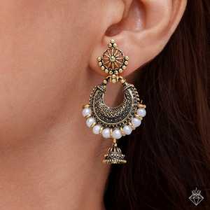 Pendientes de perlas PRAO Chandbali Jhumki - Product Image 4