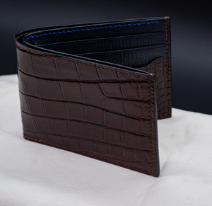Luxali <b>Men's</b> Bifold Wallet Handmade Alligator <b>Leather</b> Customizable Short Black/Brown Size 11.5x9cm Luxury Brand <b>Men's</b> <b>Purse</b> - Product Image 4
