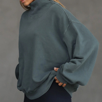 Sudadera Reversible con Cuello Alto Tipo Turtleneck, Oversize, de Algodón y Felpa, para Mujer, con Logotipo Impreso, para Universidad o Campus