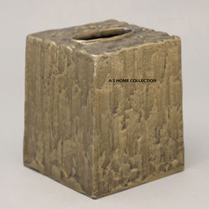 Atractiva Caja de Pañuelos de Diseño Cuadrada Hecha a Mano, Elegante Caja de Pañuelos al por Mayor en Color Dorado - Product Image 1