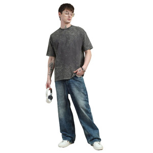 T-shirt pour homme, coupe ajustée, coton/fibre de bambou, 260g, imprimé décontracté brodé - Product Image 3