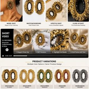 Pendientes de Araña de Lujo Hechos a Mano con Cuentas de Aleación Dorada, Diseño Geométrico, Joyería de Moda para Mujer, Venta al por Mayor, OEM Personalizado, Rizir Fashion - Product Image 2