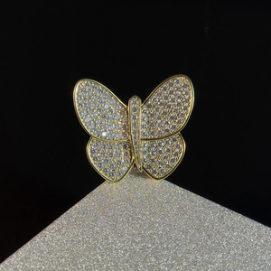 Broche papillon en métal argenté avec pierres en moissanite, bijou de luxe, épingle de revers pour femme, cadeau de mariage - Product Image 5