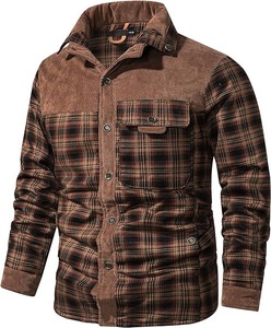 ผู้ชายที่กําหนดเองลําลองขนาดใหญ่ลายสก๊อตโลโก้กระเป๋า Flannel สไตล์แขนยาวหนาฤดูหนาวขนแกะ Flannel ลายสก๊อตเสื้อผู้ชาย - Product Image 2