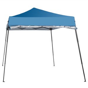 Tenda Pieghevole 1.8x1.8m in Tessuto Oxford Smussato Nero con Struttura in Ferro Verniciato, Borsa Portaoggetti Monofacciale in Tessuto, Blu Cielo su un Lato - Product Image 6