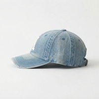 Casquette Snapback en jean bleu clair 5 panneaux avec boucle métallique réglable unisexe, chapeau décontracté toutes saisons en toile classique