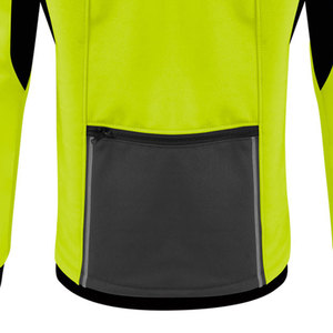 Veste polaire pour homme, couleur jaune néon et gris, coupe-vent, col montant, fermeture éclair, style sportif, vêtement d'automne - Product Image 4