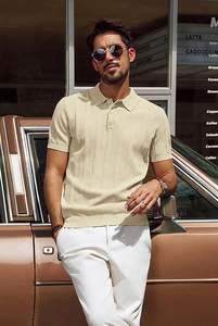 Camisas Polo para Hombre, Manga Corta, Tejido Texturizado, Cuello Acanalado, Estilo Casual para Golf - Product Image 3