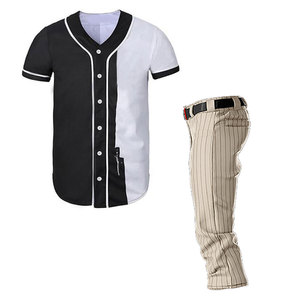 Ensemble uniforme de baseball personnalisé hautement recommandé avec logo de marque, 100 % polyester respirant, anti-UV, manches courtes, col en V, broderie 3D - Product Image 3