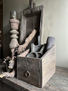 Rustic <b>Small</b> Wooden <b>Storage</b> Bin with <b>Drawer</b> Handmade Vintage Organizer Box Decorative Home <b>Storage</b> Furniture for Living Room - Product Image 1