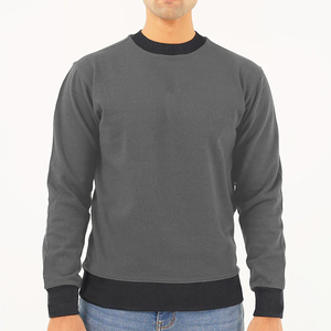 Sweat-shirt à col rond pour homme Coupe classique Couleur unie Tissu tricoté Vêtement décontracté pour l'automne 100% coton - Product Image 2