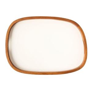 Bandeja esmaltada redondeada de diseño personalizado, bandeja de madera con esmalte de color para suministros de cocina para hoteles - Product Image 1