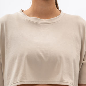 Camiseta Corta Deportiva para Mujer, 100% Algodón, Transpirable, Ecológica, de Secado Rápido, Anti-Pilling, con Logotipo Personalizado, Venta Caliente de Verano - Product Image 6