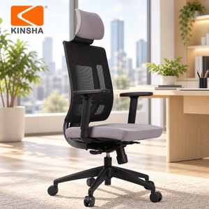 Chaise de bureau KINSHA en maille avec support lombaire réglable dans les deux sens, design ergonomique moderne pivotant pour usage domestique ou professionnel - Product Image 1