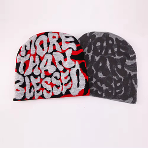 <b>Purple</b> Jacquard Knit Beanie With Letter Pattern Unisex Street Style <b>Hat</b> 56-58CM Adult Casual Wear Multi Color Beanie <b>Hat</b> - Product Image 3
