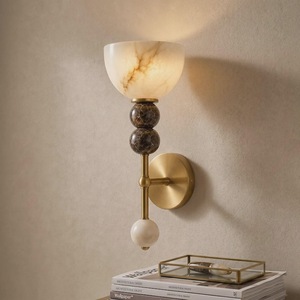 Applique murale moderne en laiton avec accents en marbre, design rond, éclairage intérieur, décoration maison et bureau, Diwali, amovible - Product Image 3