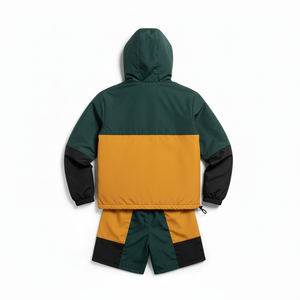 Zipper Up OEM Men Sets Two Piece Custom Windbreaker <b>Shorts</b> and <b>Jacket</b> Nylon Reflective Two Piece Windbreaker <b>Short</b> Set - Product Image 6