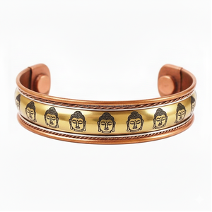 Brazalete de Cobre Puro con Grabado de Buda Hecho a Mano, Imanes Terapéuticos Potentes, Brazalete Energético Ajustable, Exportación Directa - Product Image 2