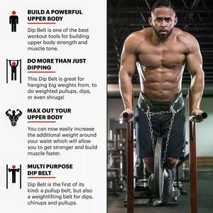 Ceinture de musculation en néoprène pour dips et tractions, avec chaîne en acier robuste – Meilleure vente - Product Image 4