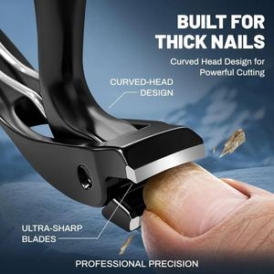 Coupe-ongles pour seniors - Coupe-ongles professionnels anti-éclaboussures en acier inoxydable à tête incurvée et manche long, robustes pour doigts - Product Image 4