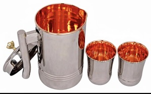 Jarra de acero inoxidable de alta calidad con tapa, utensilio de servir duradero, perfecto para la cocina del hogar, comedor y uso diario, procedente de la India. - Product Image 3