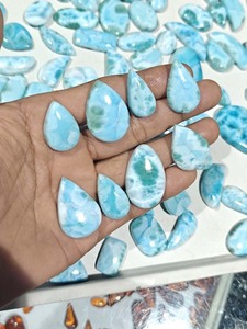 Pierres précieuses en larimar en forme de goutte, polies, bleues, en vrac, fournitures pour la fabrication de bijoux en gros - Product Image 1