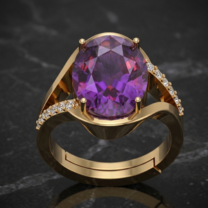 Oval Blue Amethyst <b>Ring</b> US 6 CZ 925 Sterling <b>Silver</b> 18K Gold Plated <b>Statement</b> Cocktail <b>Ring</b> Gift for Her At Wholesale Price - Product Image 1