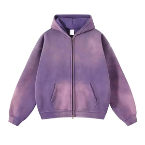 Sweat-shirt à capuche oversize pour homme 100% coton French Terry couleur unie avec poche, style décontracté tricoté lavé pour l'automne - Product Image 2