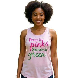Pink Women's Racerback Tank <b>Top</b> with Pink and Green Graphic Text Print Sleeveless Casual Summer Fitness Vest Soft Lightweight - Product Image 5