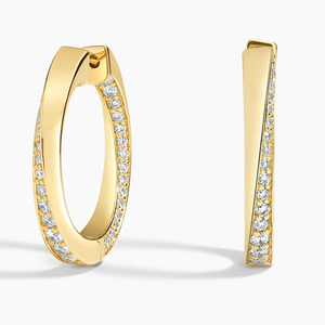 Pendientes de Aro de Oro Amarillo con Diamantes para Mujer, Corte Brillante Redondo, Color G, Diamantes Cultivados en Laboratorio, Joyería Clásica para Uso Diario - Product Image 4