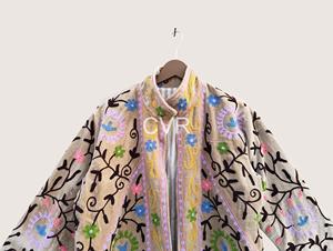 Abrigo Bohemio Bordado con Flores, Manga Larga, Cuello Mandarín, Talla Grande, Ropa de Abrigo Otoñal para Mujer - Product Image 1