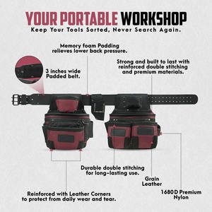 Ceinture porte-outils en cuir de qualité supérieure pour charpentier, avec pochette à outils et organisateur de travail, en vente en gros - Product Image 2