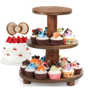 Support à gâteau en bois pour fête de mariage, support décoratif arrondi pour la maison, les hôtels, les anniversaires, support de service pour gâteaux - Product Image 2