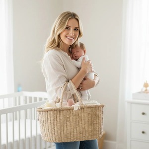 Seagrass <b>basket</b> for baby's belongings Handmade <b>Storage</b> <b>Basket</b> Wholesale eco-friendly Made in Vietnam - Product Image 6