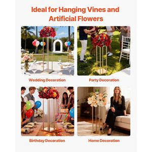 Lot de 10 supports floraux cylindriques en métal stratifié de 31,5 pouces pour mariage, présentoir floral cubique, ensemble de décoration de fête - Product Image 6